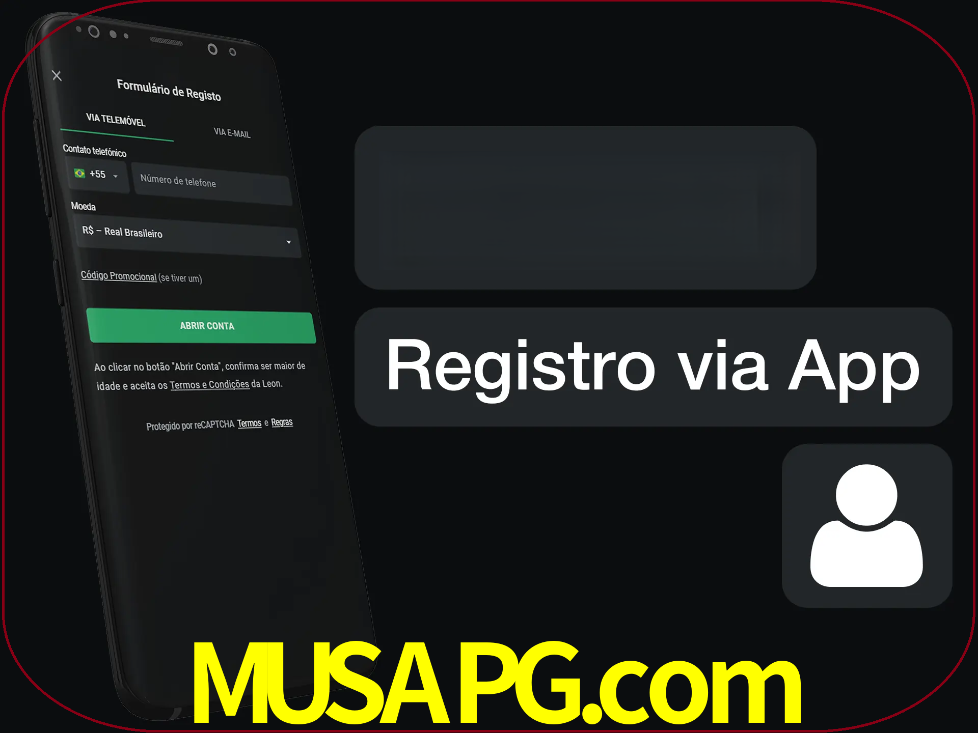 Registre-se com duas etapas usando o aplicativo.
