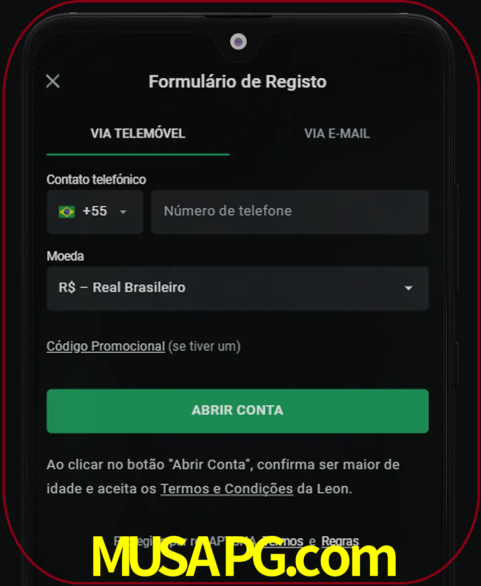 Abra o aplicativo e inicie o processo de registro.